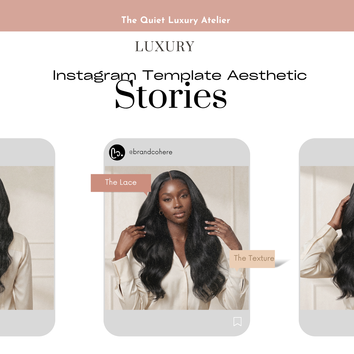The Quiet Luxury Atelier | Editorial Wig & Hair Extension Social Media Kit