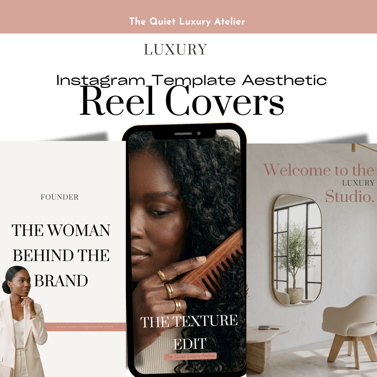 The Quiet Luxury Atelier | Editorial Wig & Hair Extension Social Media Kit